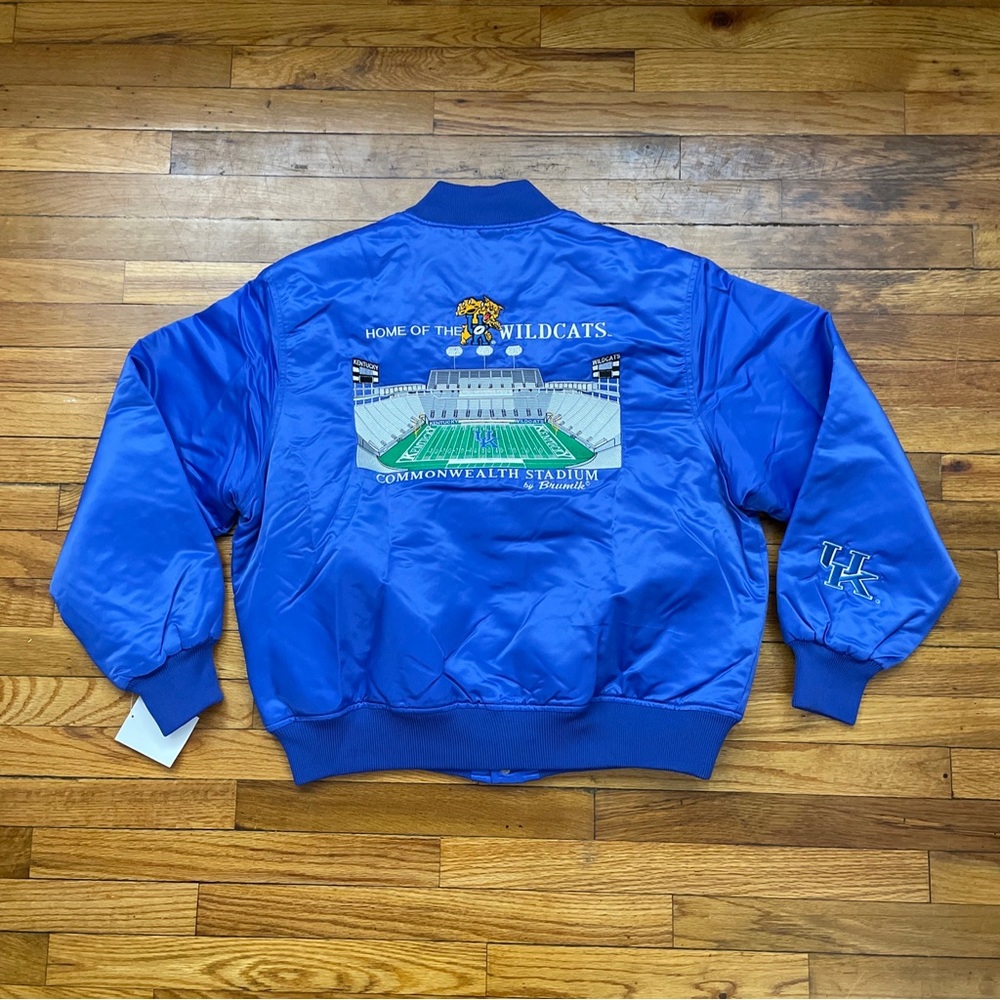 Rare 90’s Vintage Brumick NCAA Kentucky Wildcats Satin Bomber Jacket NWT
